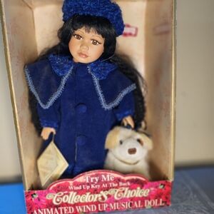 Animated Wind-Up Musical Doll - Navy Blue